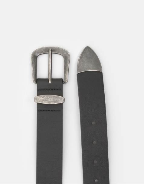 Pull&Bear - Cowboy-riem met leereffect in zwart - view 1