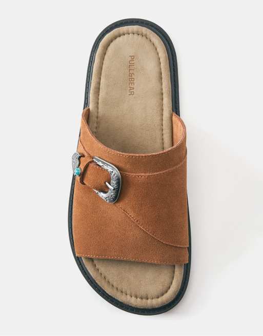 Pull&Bear cowboysandaler i brunt läder, 3 av 4