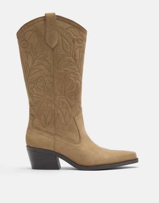 Pull&Bear – Cowboystiefel in Braun, 2 von 4