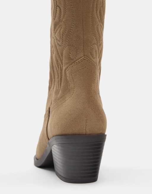 Pull&Bear – Cowboystiefel in Braun, 3 von 4