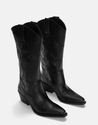 Pull & Bear - Cowboystiefel in Schwarz