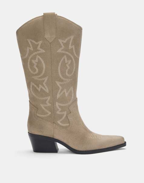 Pull&Bear – Cowboystiefel in Taupe - view 1