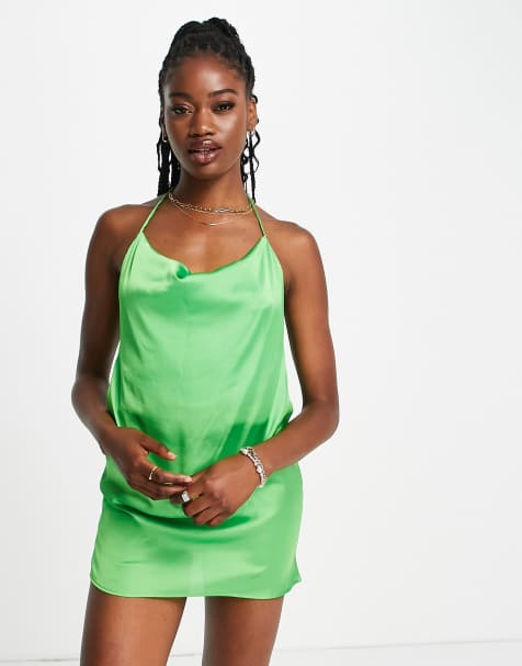 Monki tube dress in lime green