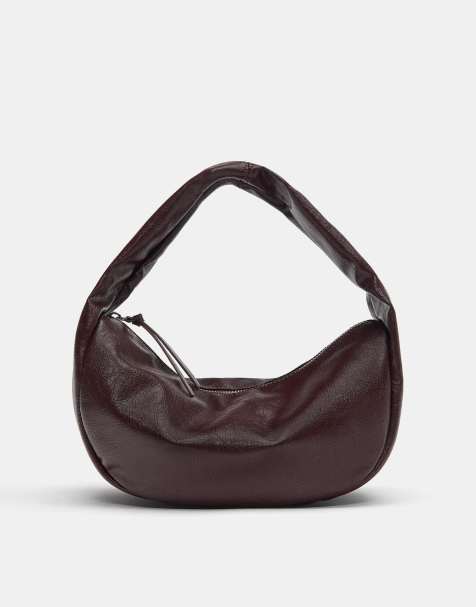 Pull&Bear Crackled shoulder bag in brown - view 1