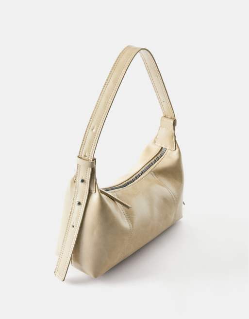 Pull&Bear Crackled shoulder bag in grey/camel, 2 of 6