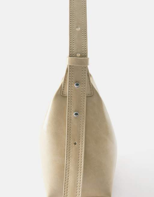 Pull&Bear Crackled shoulder bag in grey/camel, 3 of 6