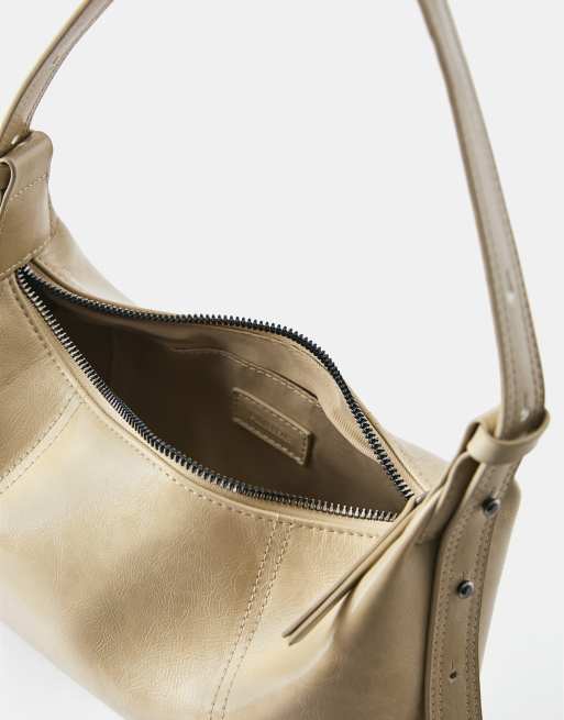 Pull&Bear Crackled shoulder bag in grey/camel, 4 of 6
