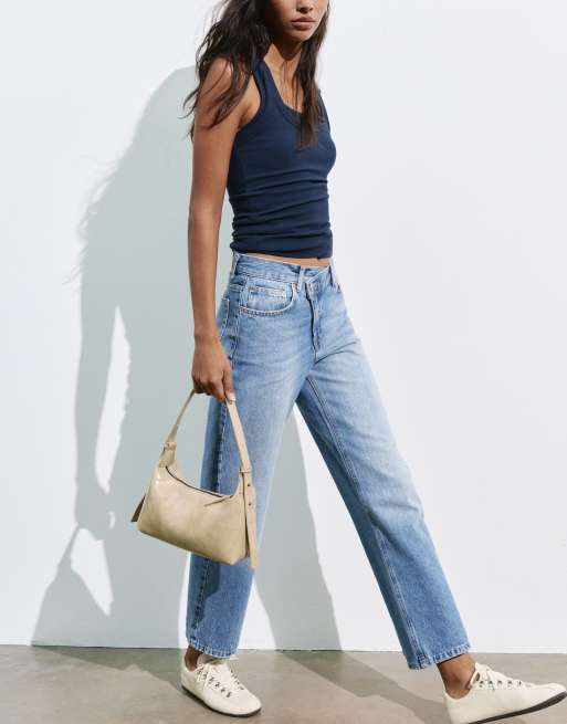 Pull&Bear Crackled shoulder bag in grey/camel, 6 of 6
