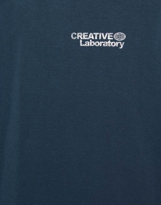 Pull&Bear Creative laboratory Grafik-T-Shirt in Marineblau, 3 von 4