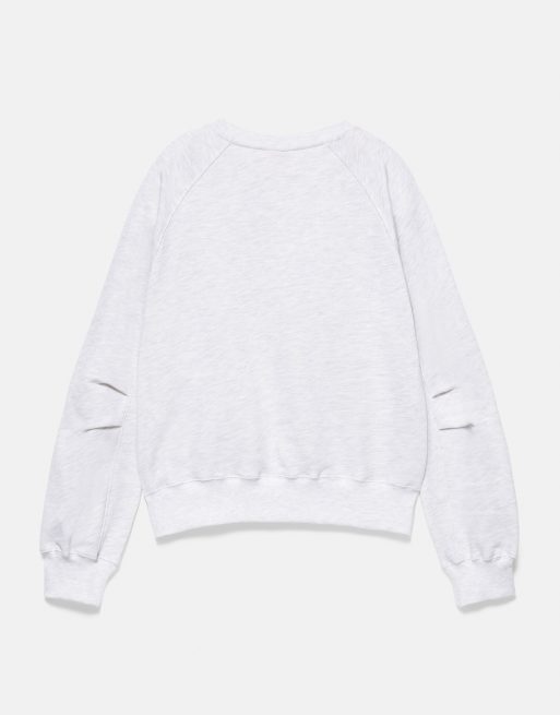 Pull&Bear Creative sweatshirt med grafiskt tryck i gråmelerad, 5 av 5