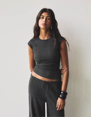 Pull&Bear crepe top in grey - view 1