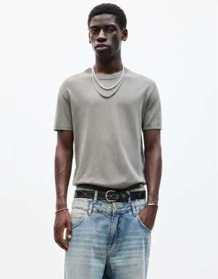 crew neck short sleeve viscose t-shirt in green-Blue
