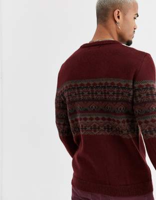 burgundy crew neck jumper