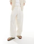 [Pull & Bear] Pull & Bear crinkle textured pants in ecru-White 38 Ecru