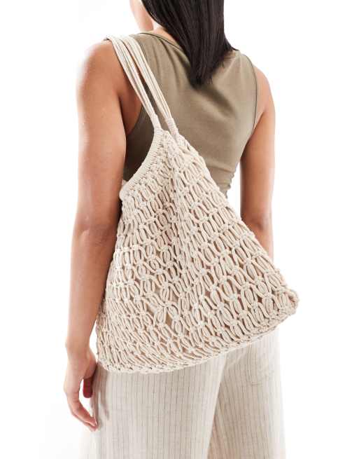Pull&Bear crochet beach bag in ecru
