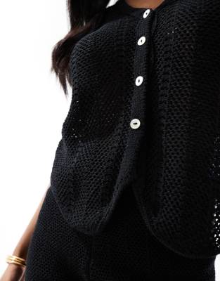 Pull & Bear Crochet Knit Tie Front Top