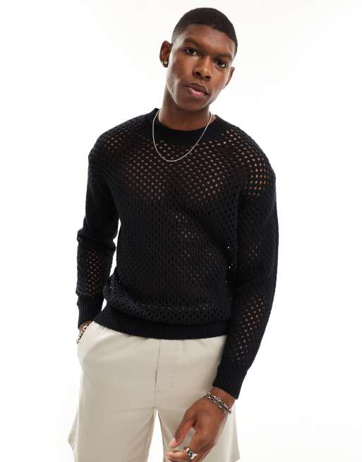 Black crochet jumper hotsell