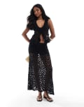 [Pull & Bear] Pull & Bear crochet knitted midi skirt in black (part of a set) M BLACK