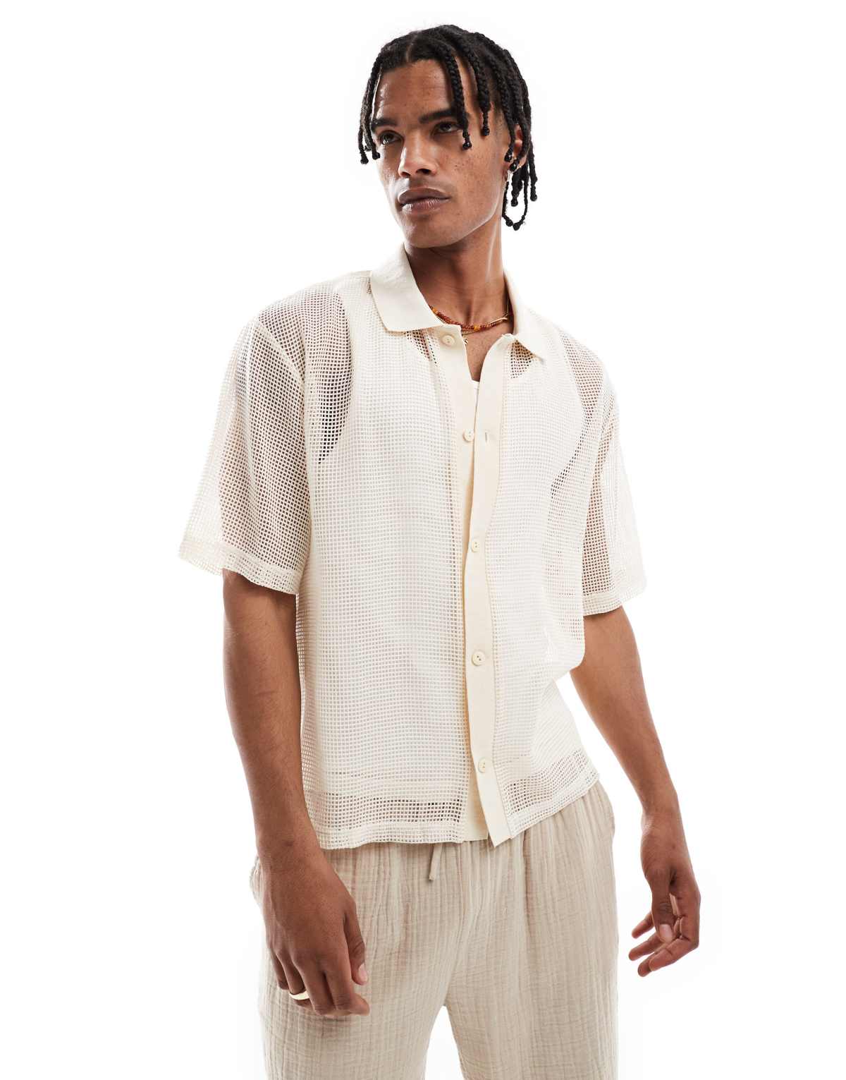 Pull&Bear crochet shirt in ecru