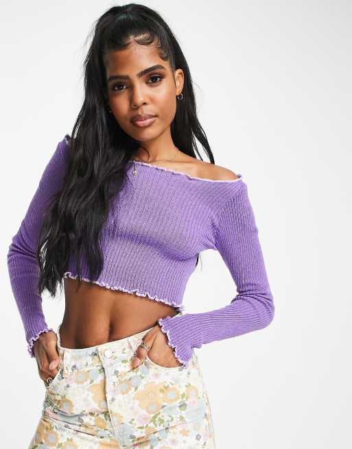 Pull&Bear - Crop top effet rétréci - Violet