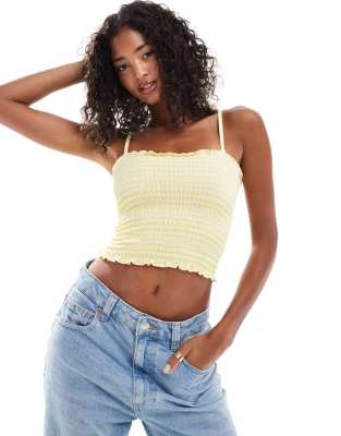 Pull Bear Crop top fronce Vichy jaune Votre wishlist sur Listy