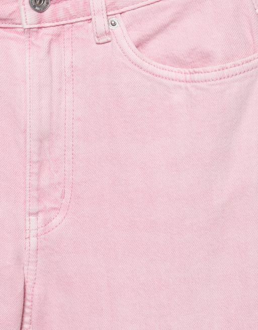 Pull&Bear cropped baggy jeans med opsmøgede kanter i pink, 7 af 7
