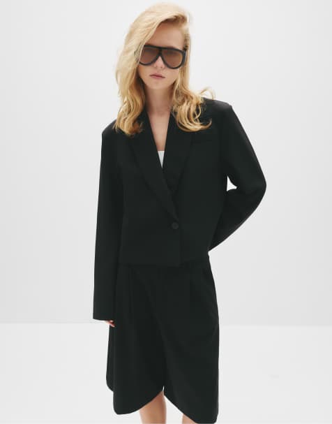 Pull&Bear – Cropped-Blazer in Schwarz - view 1