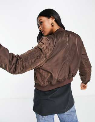 cropped brown bomber jacket