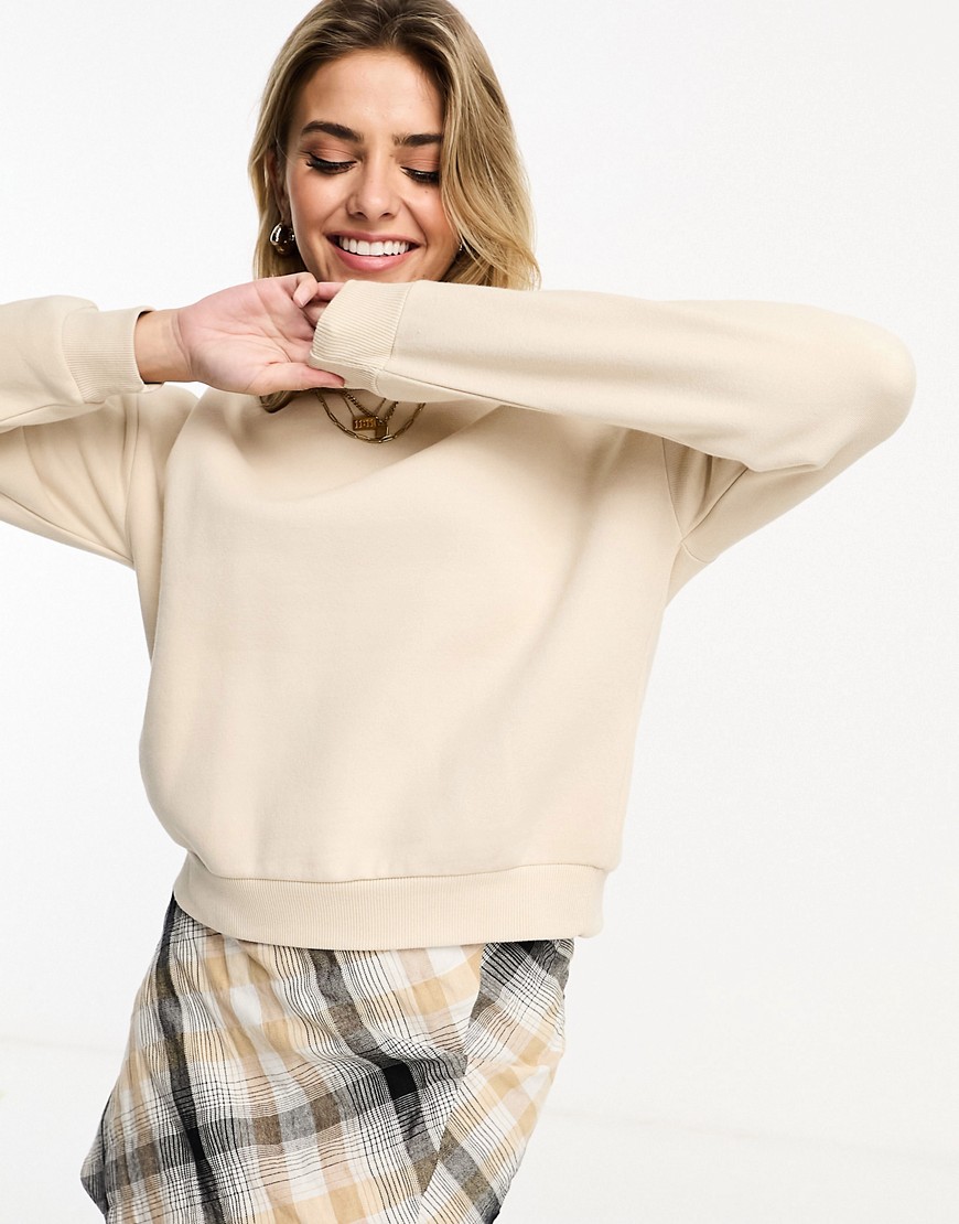 Pull & Bear Cropped Boxy Sweater In Beige-neutral