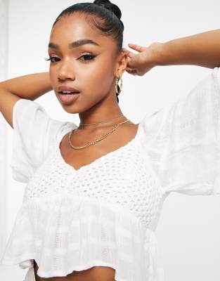 pull and bear white blouse