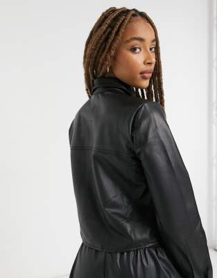 pull and bear leather shirt