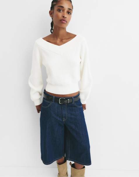 Pull&Bear - Cropped gebreide trui in beige - view 1