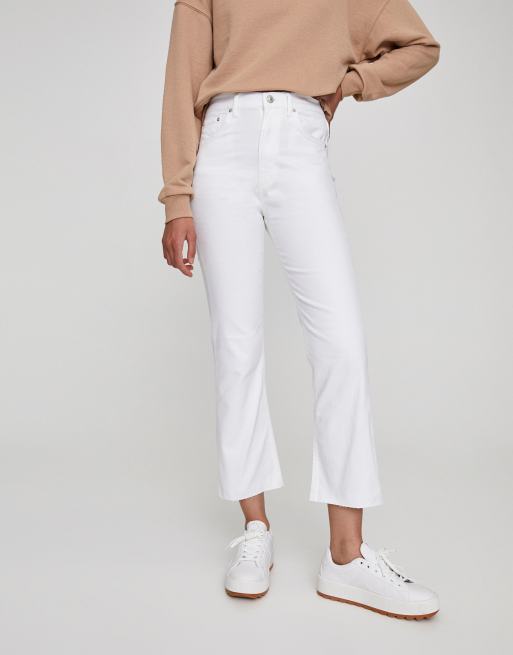 Crop Flare Jeans - White