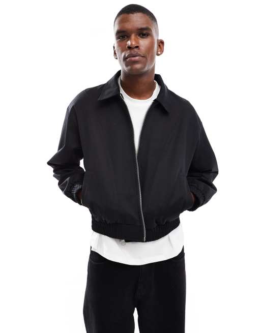 Pull&Bear - Cropped og sort jakke i bomuld 