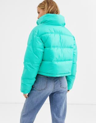 teal puffer jacket