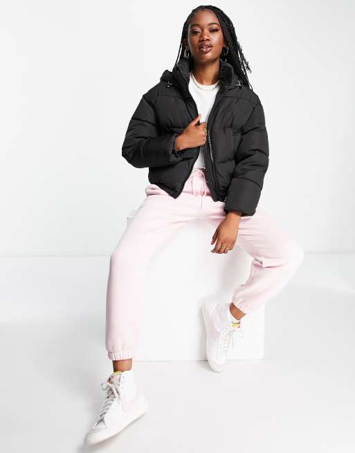 Pull and bear store cropped puffer jacket