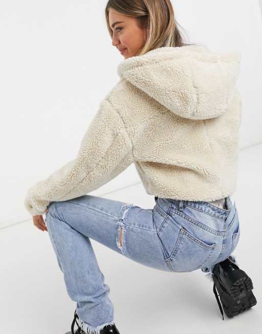 Cropped hot sale sherpa hoodie