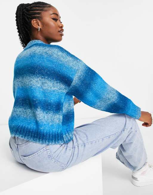 Pull&Bear pacific chunky knit sweater in blue