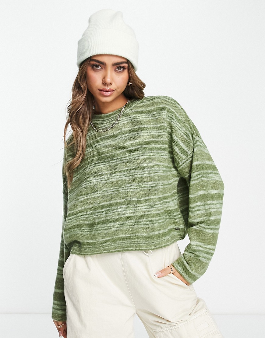 Pull & Bear cropped sweater in green with stripe detail