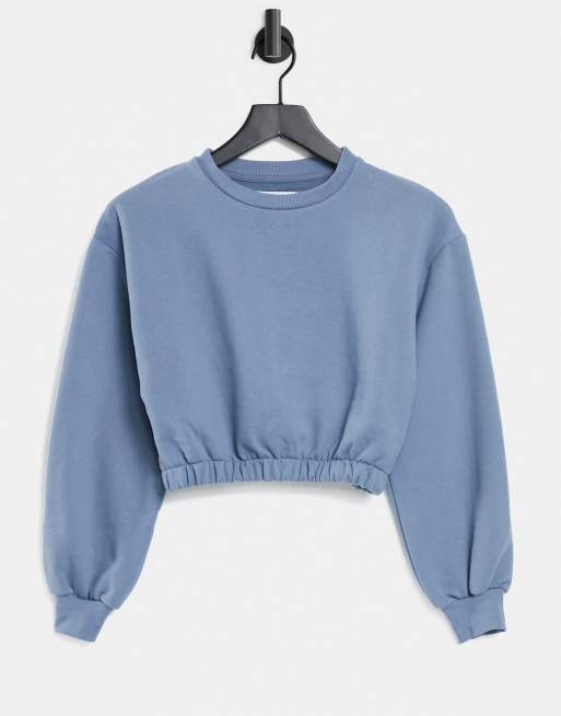 Cropped blue clearance sweatshirt