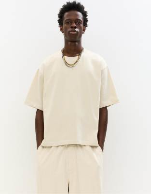 Pull&Bear – Cropped-T-Shirt in Sand - view 1