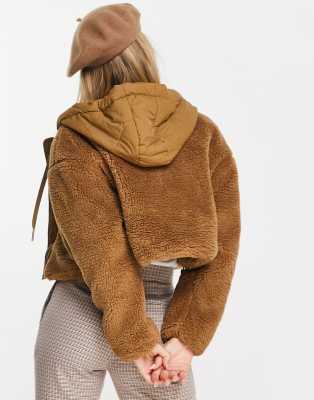 cropped brown bomber jacket