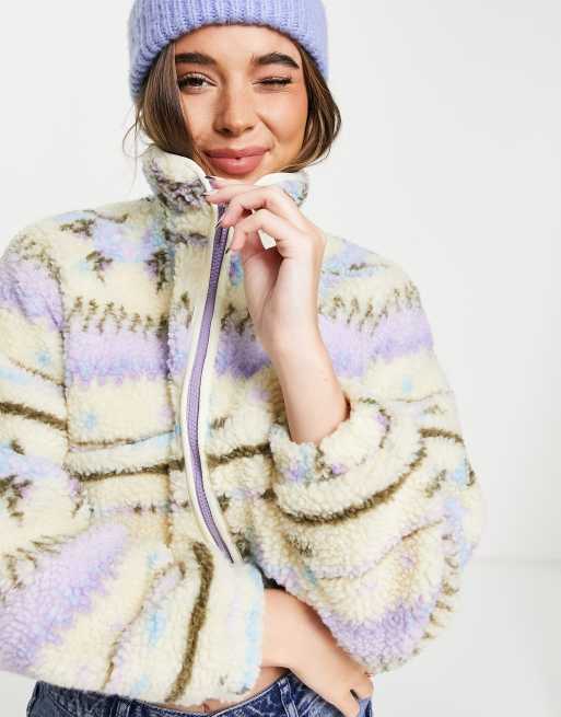 Pull&Bear - Cropped teddy jack met print in multi