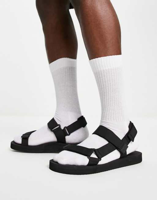 Pull&Bear cross-strap sandals in black