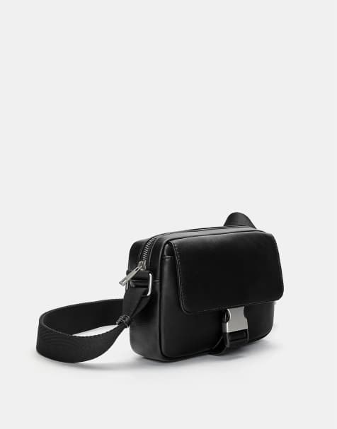 Pull&Bear Crossbody bag with buckle in black - view 1