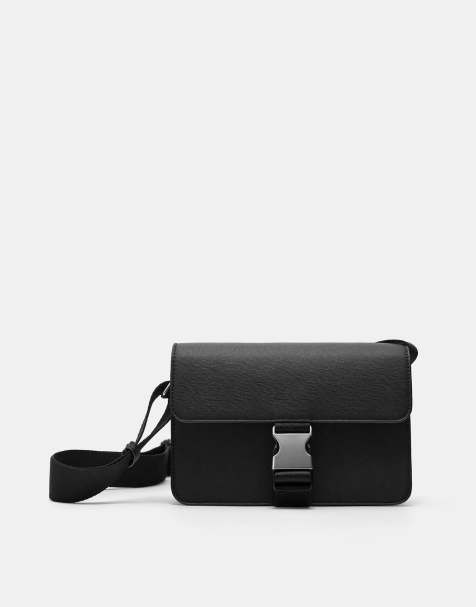 Pull&Bear Crossbody bag with buckle in black - view 1