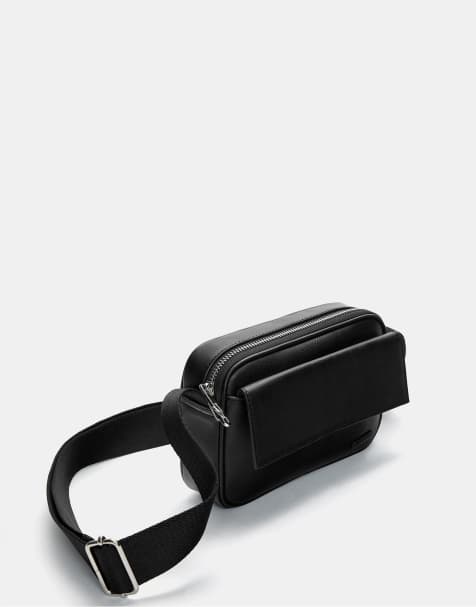 Pull&Bear crossbody bag with flap in black - view 1
