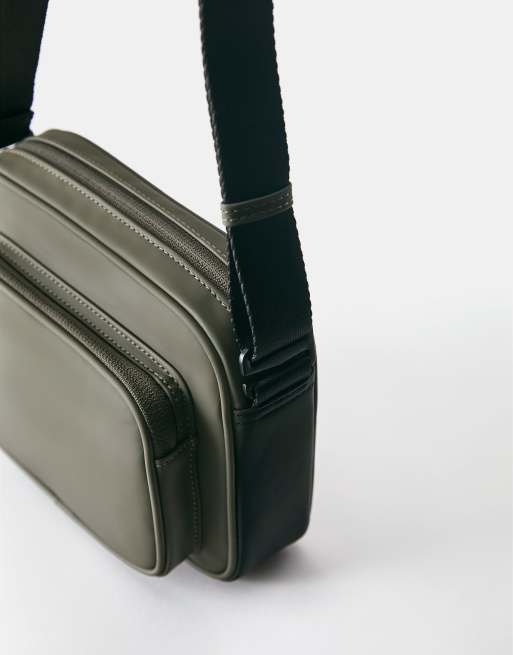 Pull&Bear crossbody-taske med gummieret lomme i grøn, 3 af 4