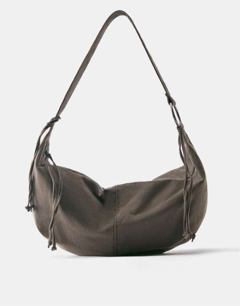 Pull&Bear crossbody-taske med knyttet rem i brun - view 1