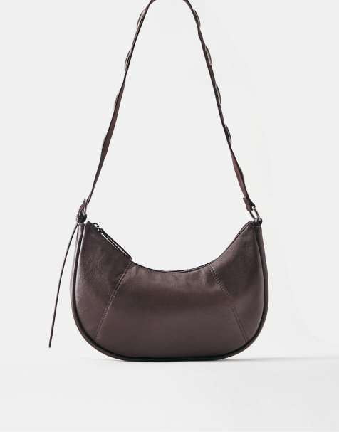 Pull&Bear crossbody-taske med nitter i brun - view 1